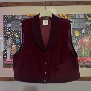 Vintage 80s Burgundy Velvet Vest – Lisa II Button Front Waistcoat